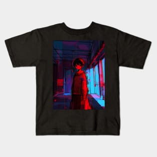 Enter the Digital Realm: Cyberpunk Aesthetics, Mind-Bending Anime, and Futuristic Manga Art Kids T-Shirt